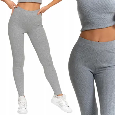 Produktbild von Damen-Leggings aus Baumwolle mit breitem Gummibund, elastische Passform, MORAJ XL, GRAU