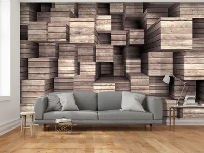 Produktbild von Vlies Fototapete 400x280 cm Tapeten Wandtapete XXL Holz geometrisch 3D f-A-0456-a-b