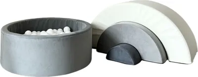 Image de MONIO for kids Piscine à balles arc-en-ciel en mousse Trinity grise + 150 balles