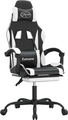 Produktbild von vidaXL Gaming-Stuhl mit Fußstütze Schwarz und Weiß Kunstleder