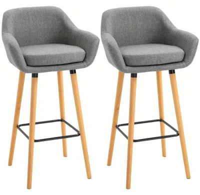 Image de Barkrukken – Ensemble de 2 tabourets de bar avec hauteur réglable et structure en bois