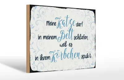 Produktbild von Holzschild Spruch 30x20cm meine Katze darf in meinem Bett