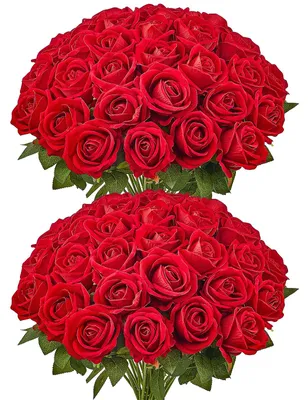 Produktbild von VEVOR Kunstblumen, 500 Stück Realistisch Aussehende Rote Schaumstoff Fake Rosen Großpackung, Künstliche Rote Brautdusche mit Stielen für DIY Hochzeitssträuße, Heim-Centerpieces Arrangements, Partytischdekorationen, 60 Stück-a, Rot-a
