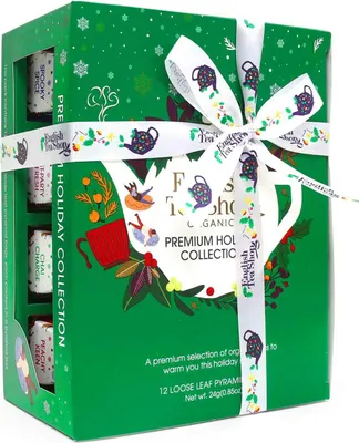 Produktbild von ETS - Tee Geschenk mit Schleife "Holiday Collection, Grün", BIO, 12 Pyramiden-Beutel