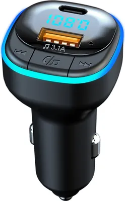 Image de Kit Bluetooth voiture Lecteur Mp3 mains-libres Chargeur rapide Transmetteur Fm Noir