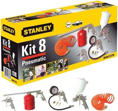 Immagine prodotto di Set di accessori Stanley da 8 pezzi per compressori d'aria Airtoolkit