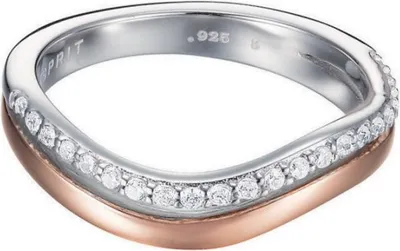 Produktbild von Esprit Damen Ring Silber Bicolor Zirkonia Wave Dua ESRG92467D1, Ringgröße:57 (18.1 mm Ø)