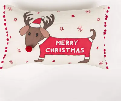 Produktbild von Sass & Belle Zierkissen Dekokissen Merry Christmas "Dackel mit Geweih"