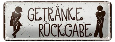 Produktbild von Blechschild Spruch 27x10cm Getränke Rückgabe Dekoration