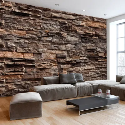 Produktbild von Fototapete selbstklebend Steinoptik 392x280 cm Tapete Wandtapete Wandbilder Klebefolie Dekofolie Tapetenfolie Wand Dekoration Wohnzimmer - 3d Effekt f-B-0086-a-d