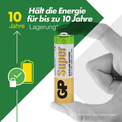 Produktbild von GP Batteries Super Alkaline GPSUP15A984S40, Einwegbatterie, AA, Alkali, 1,5 V, 40 Stück(e), 14,5 mm