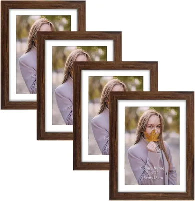 Immagine prodotto di Set di 4 cornici 13x18 marroni passe-partout 15x20 foto
