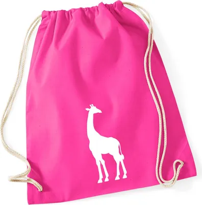 Produktbild von Huuraa Turnbeutel Giraffe Silhouette 12 Liter Fuchsia Baumwolle Rucksack Geschenkidee