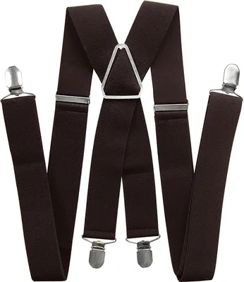 Produktbild von axy® Herren Hosenträger 3,5cm breite mit 4 Stabile Clips X-Form länge verstellbar Hochzeit-Business Outfit-Dunkelbraun
