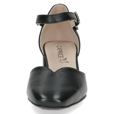 Produktbild von Caprice Damen Pumps Leder offen Riemchen Blockabsatz 9-22309-44, Größe:40 EU, Farbe:Schwarz