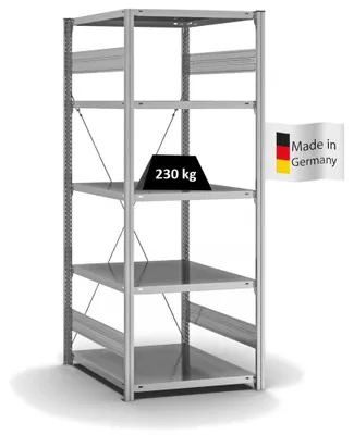 Produktbild von PROREGAL Fachbodenregal Stecksystem MAGNUS Germany | HxBxT 200x75x80cm | 5 Ebenen | Fachlast 230 kg | Einseitig nutzbar | Verzinkt