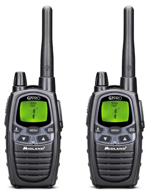 Produktbild von Midland G7 Pro Walkie Talkie, Professioneller Mobilfunk (PMR), 69 Kanäle, 446.00625 - 446.09375 MHz, 10 m, LCD, AA