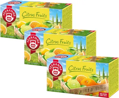 Produktbild von Teekanne Zitrone Orange Limette Tee 3x 20 Teebeutel - Zitrus Früchtetee Mischung
