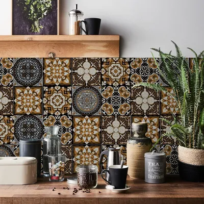 Produktbild von Fliesenaufkleber Mosaik Wandfliese Aufkleber 24 Stück PVC Fliesensticker Fliesen Marokko Selbstklebende Tapete Wasserdicht Wandaufkleber für Küche,Schrank,Möbel,Tisch