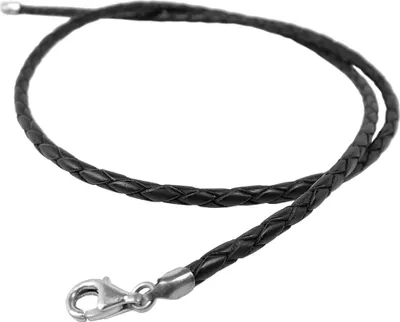 Produktbild von Minott Lederband Kette Halsband schwarz 50cm / geflochten 32524