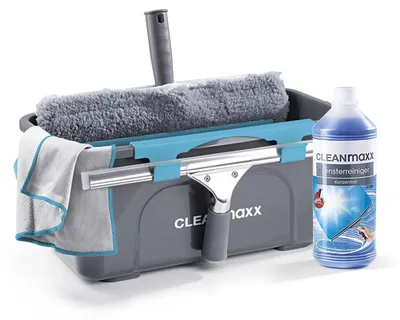 Obrázok produktu pre Čistiaci set CLEANmaxx na okná, 7-dielny, sivý/červený, vrátane čistiaceho prostriedku