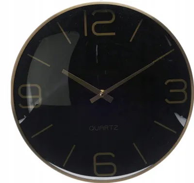 Image de Horloge murale de salon moderne noire 30,5 cm