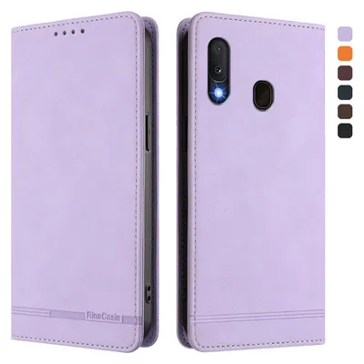 Image de Etui pour Samsung Galaxy A20E / A10E, étui rétro en cuirPolyuréthaneavec support et fentes pour cartes de crédit Violet