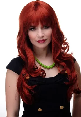 Produktbild von WIG ME UP Wellige lange Perücke mit Pony Dunkel-Kupferrot 285-135