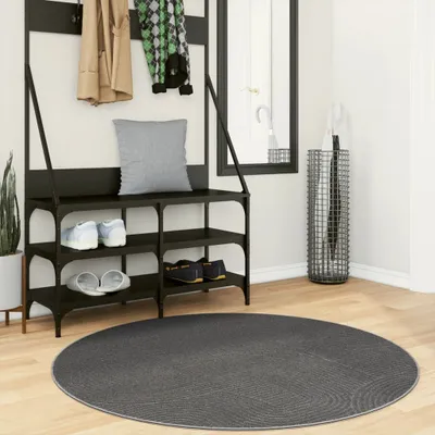 Produktbild von CLORIS Teppich IZA Kurzflor Skandi-Stil Anthrazit Ø 120 cm - Designerteppiche LL0000257721