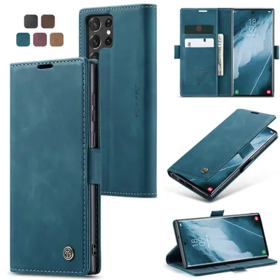 Produktbild von Handy Hülle für Samsung Galaxy S22 Ultra Klapphülle Case Cover Handy Tasche Etui - Dunkles Zyanblau