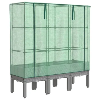 Produktbild von vidaXL Hochbeet mit Gewächshaus-Aufsatz Rattan-Optik 120x40x140 cm