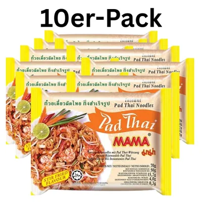 Produktbild von 10er-Pack MAMA Instant Reisnudeln Pad Thai 70g
