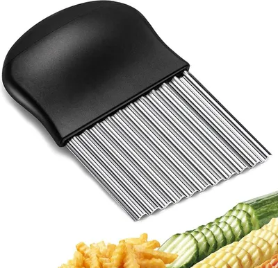 Obrázek produktu pro Bramborové plátky Vlnitý nůž z nerezové oceli Kráječ zeleniny, kuchyňský nůž Nástroj na krájení brambor, kráječ zeleniny pro hranolky Brambora Cibule mrkev