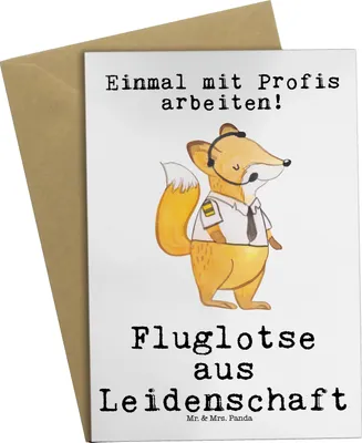 Produktbild von Mr. & Mrs. Panda Grußkarte Fluglotse Leidenschaft - Weiß - Geschenk, Ausbildung, weihnachtskarten, Grußkarten, Beruf, Spruch, dankeskarten, Lustig, einladungskarten