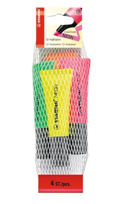 Produktbild von Textmarker - STABILO NEON - 4er Pack - gelb, grün, pink, orange