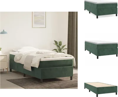 Produktbild von vidaXL Boxspringbett Dunkelgrün 90x200 cm Samt -  Betten & Bettgestelle