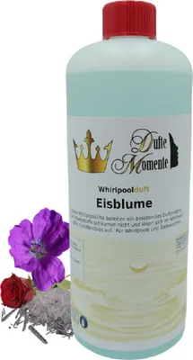Produktbild von Dufte Momente | Whirlpool Duft 1 Liter Eisblume (Geranium, Menthol, Rose) | mit naturreinen und natürlichen ätherischen Ölen | kein Schaum | vegan