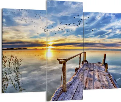 Produktbild von Bild auf Leinwand - Leinwandbild - See Brücke - 130x100cm - Wand Bild - Wanddeko - Wandbilder - Leinwanddruck - Bilder - Kunstdruck - Wanddekoration - Leinwand bilder - Wandkunst - CB130x100-3963