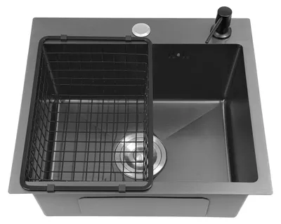 Produktbild von Küchenspüle, langlebiger Edelstahl, vielseitige Installationsmöglichkeiten, Schwarz