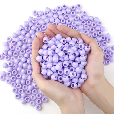 Productafbeelding van Lila Haarperlen Set - 380 Grote Ponyperlen voor Creatieve Frisuren