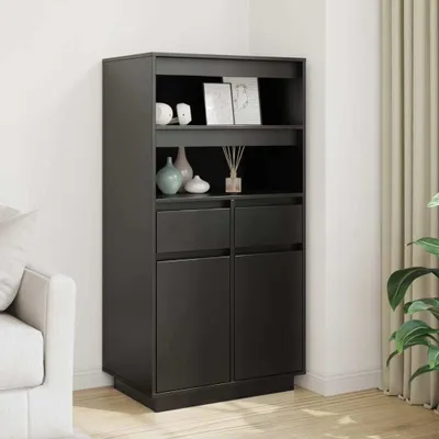 Produktbild von vidaXL Highboard Schwarz 60x40x116,5 cm Massivholz Kiefer