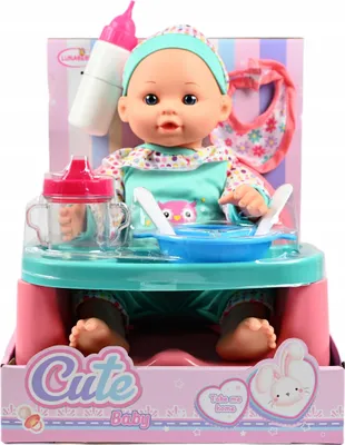 Produktbild von Lebensechte Babypuppe 36cm mit Hochstuhl - Fütter-Set & Zubehör für Puppenmamas
