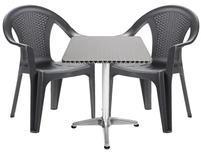 Produktbild von Bistrogarnitur 3-teilig Aluminium - Kunststoff Anthrazit