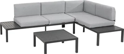 Produktbild von Gartenlounge - Anthrazit - Grau - Aluminiumgestell - Polyester - 3-teilig
