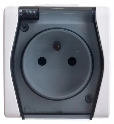 Produktbild von Hermes2 Einzelsteckdose, hermetisch, mit/mit Rauchschutzklappe, 16 A, IP44, weiß, 1021-01