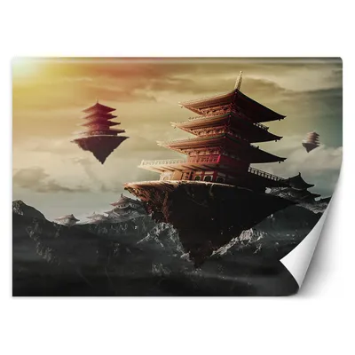 Produktbild von FOTOTAPETE Abstrakt Chinesisches Gebäude im Flug 450x315 cm VLIES Tapete Wandtapete Wandbilder Wanddekoration Design Wohnzimmer Schlafzimmer Flur Büro Küche