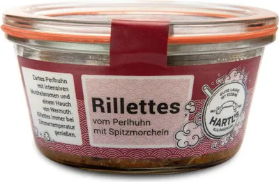 Produktbild von Rillettes vom Perlhuhn mit Spitzmorcheln 170g - Fertiggericht von Hartls Kulinarikum
