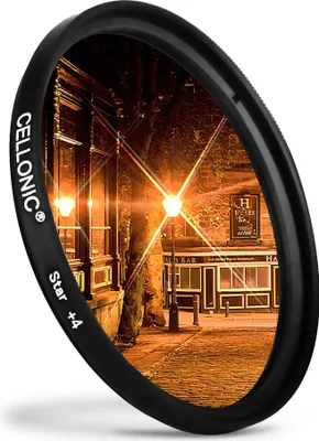 Produktbild von CELLONIC Ø 49mm Sternfilter 4 Pt kompatibel mit 7Artisans 55mm/f1.4, 55mm 1.4 - Kreuzfilter, Sterneneffekt