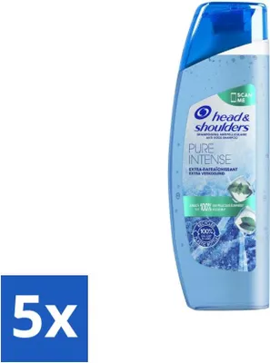 Productafbeelding van Head & Shoulders Anti-roos Shampoo – Pure Intense – Extra verkoelend – 250 ml - Voordeelverpakking - 5 stuks