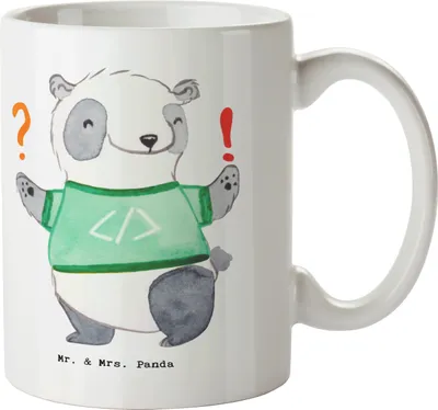 Produktbild von Mr. & Mrs. Panda Kaffeetasse Programmierer Herz - Weiß - Geschenk, Bedruckte Tasse, Nerd, Teetasse, Computerfachmann, Problem Lösen, Becher, Kaffeebecher